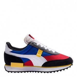Red Yellow and Blue big kids puma sneakers, worn twice!